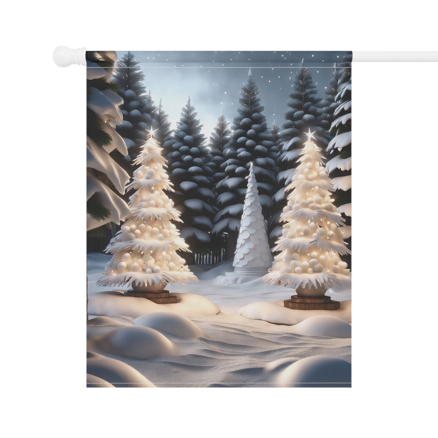Serene Snowy Scene Holiday Garden Flag/ House Banner