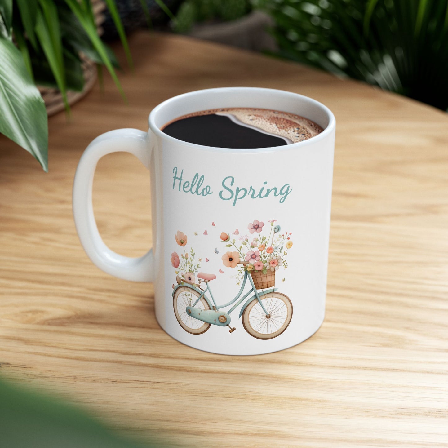 Hello Spring Vintage Bicycle Mug