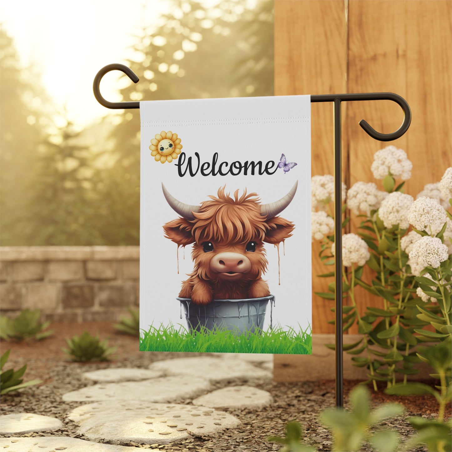 Baby Highland Cow Garden Flag
