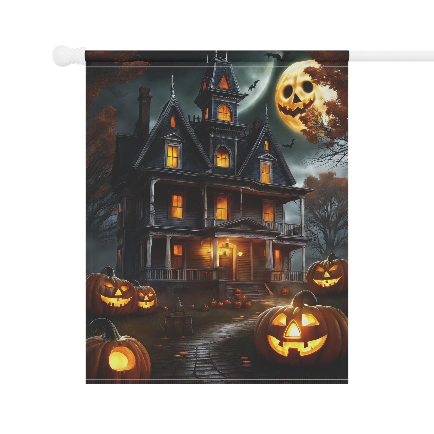 Spooky Haunted Moon Halloween Garden Flag/ House Banner