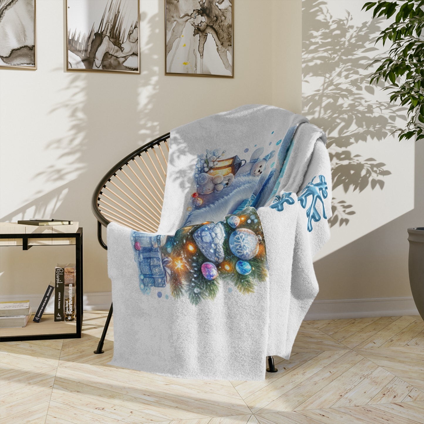 Adorable Christmas Polar Bear Velveteen Plush Blanket