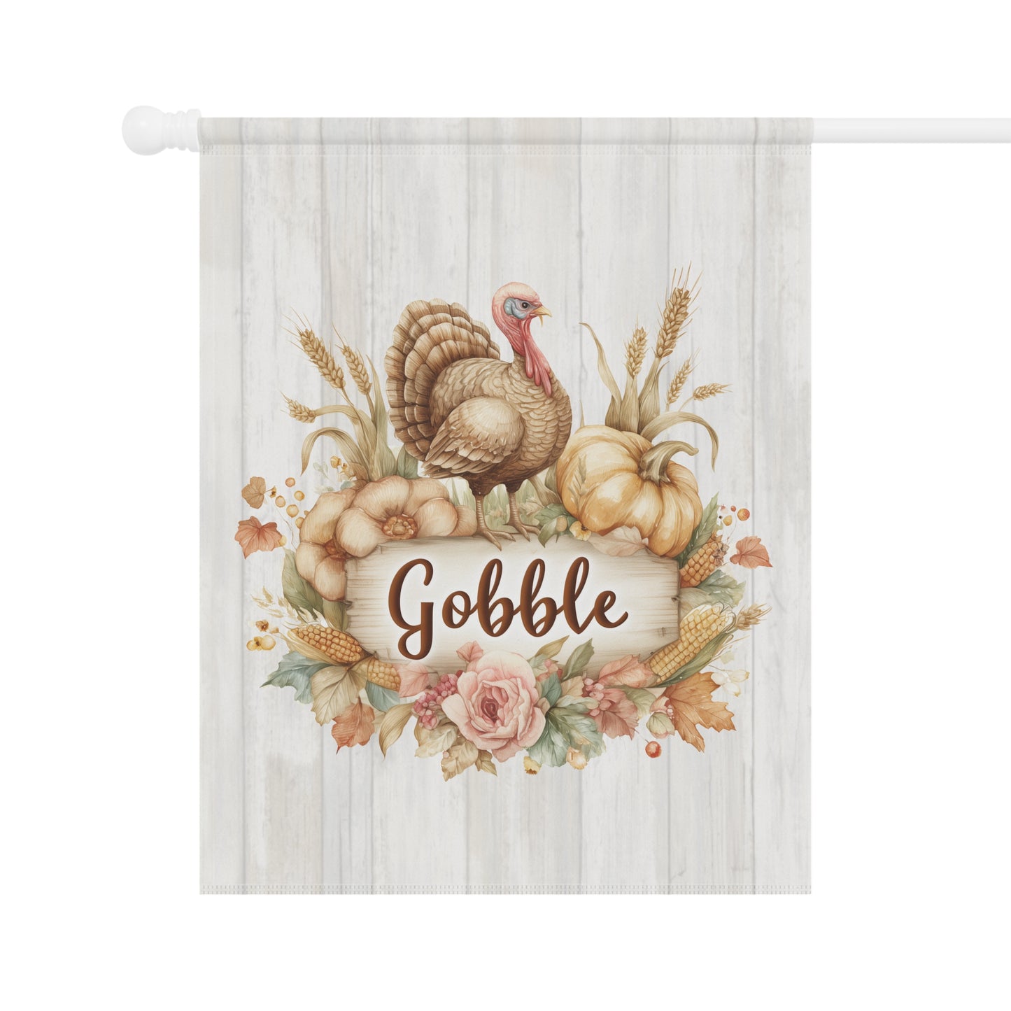 Gobble Turkey Thanksgiving Garden Flag