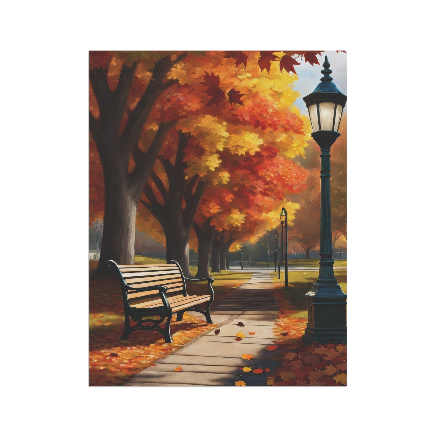 Vibrant Autumn Park Scene Garden Flag