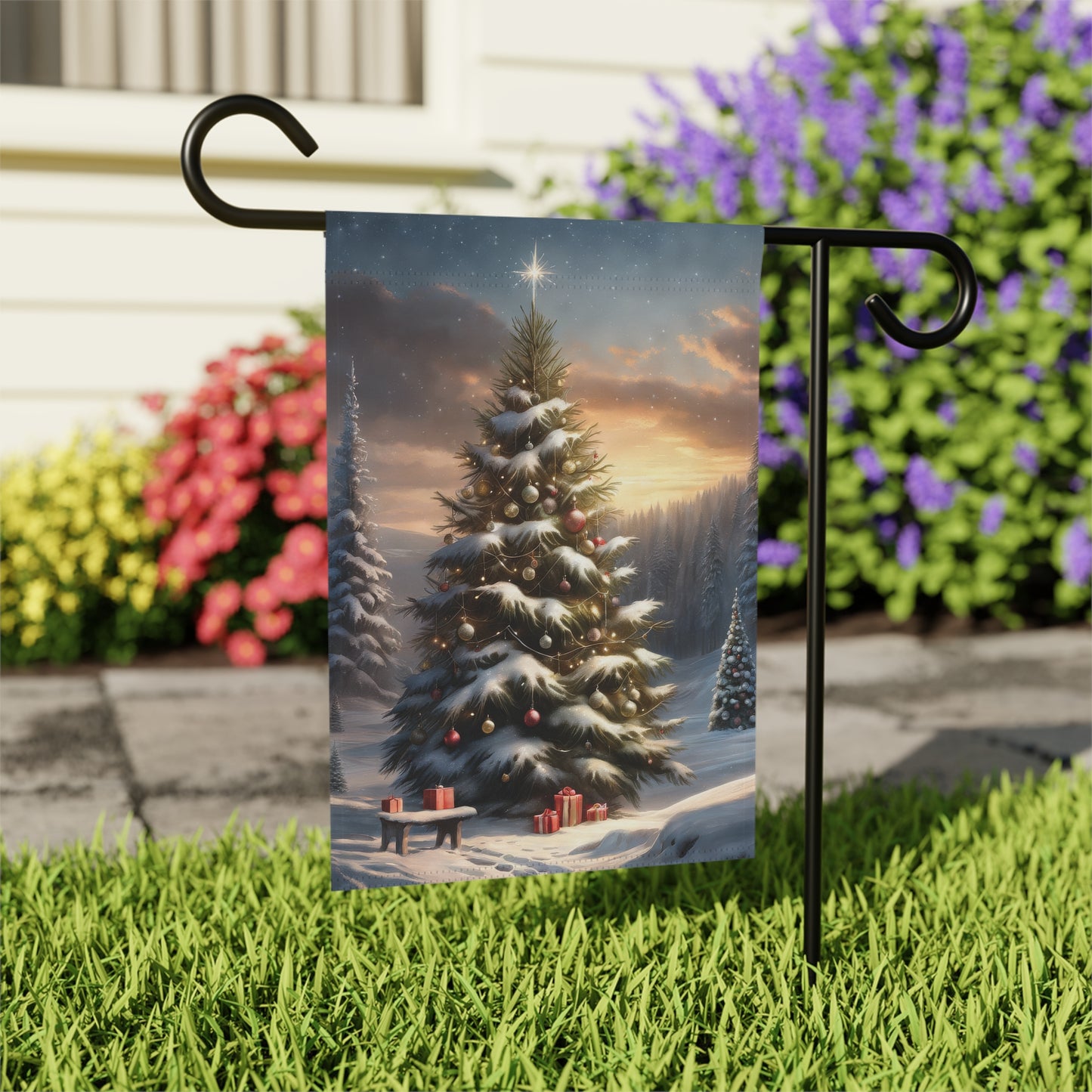 Snowy Winter Wonderland Garden Flag/ House Banner
