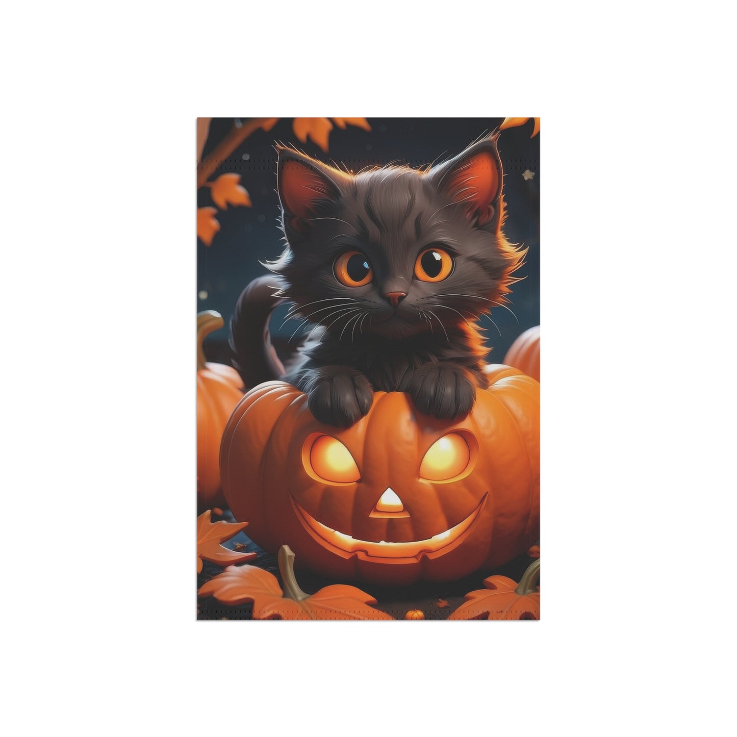 Cute Black Cat & Pumpkin Halloween Garden Flag