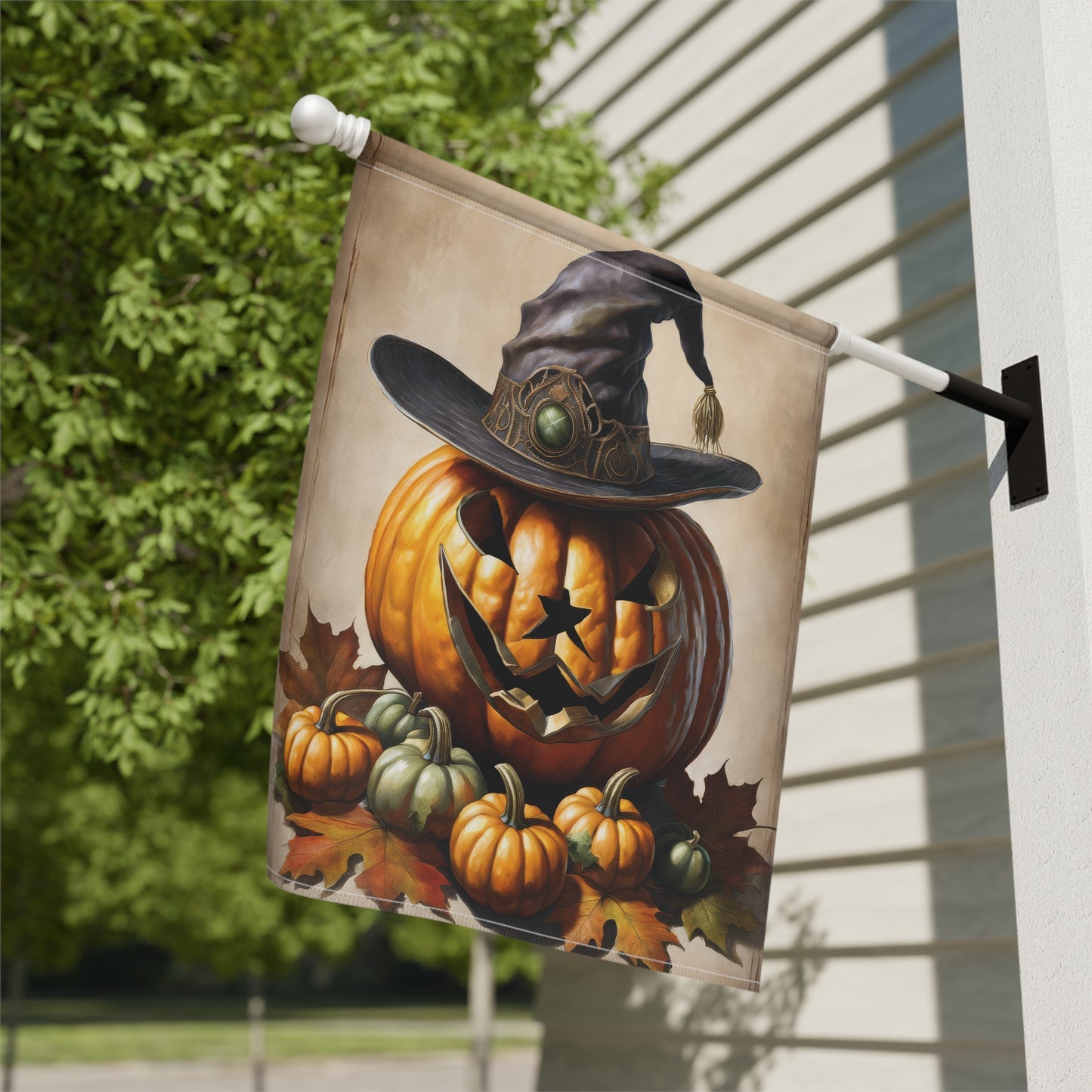 Creepy  Rustic Jack-O-Lantern Halloween Garden Flag/ House Banner