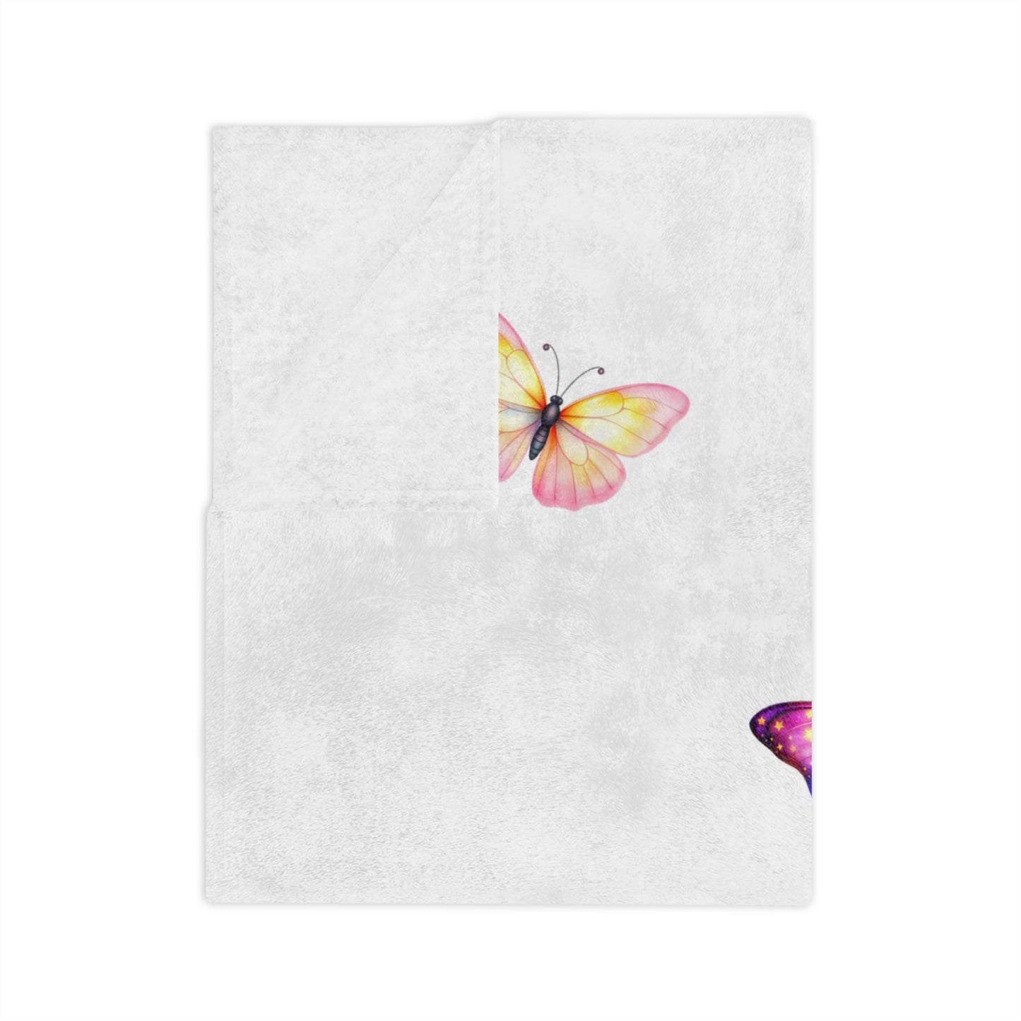Adorable Blue Bunny & Butterflies Velveteen Blanket