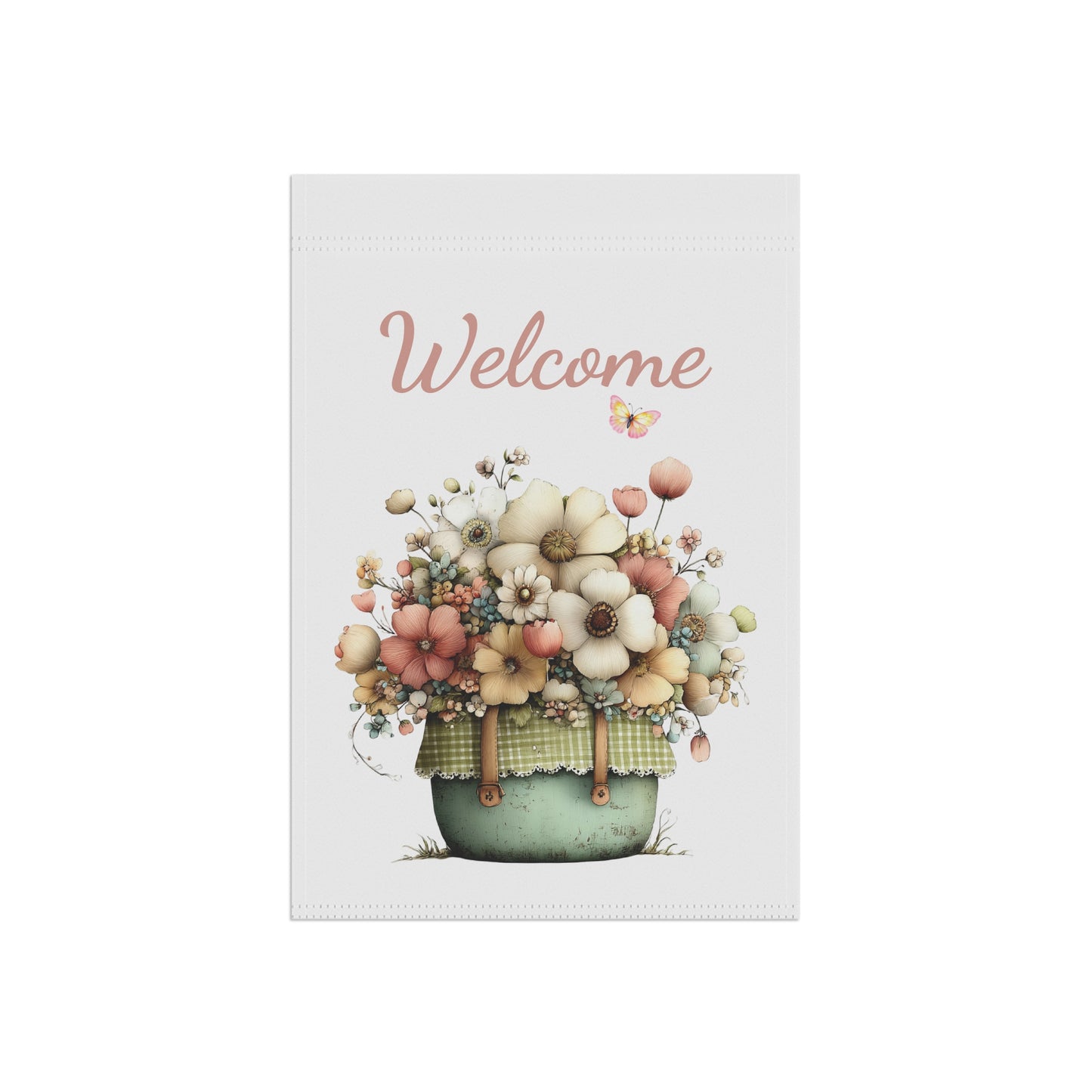Welcome Floral Basket Garden Flag