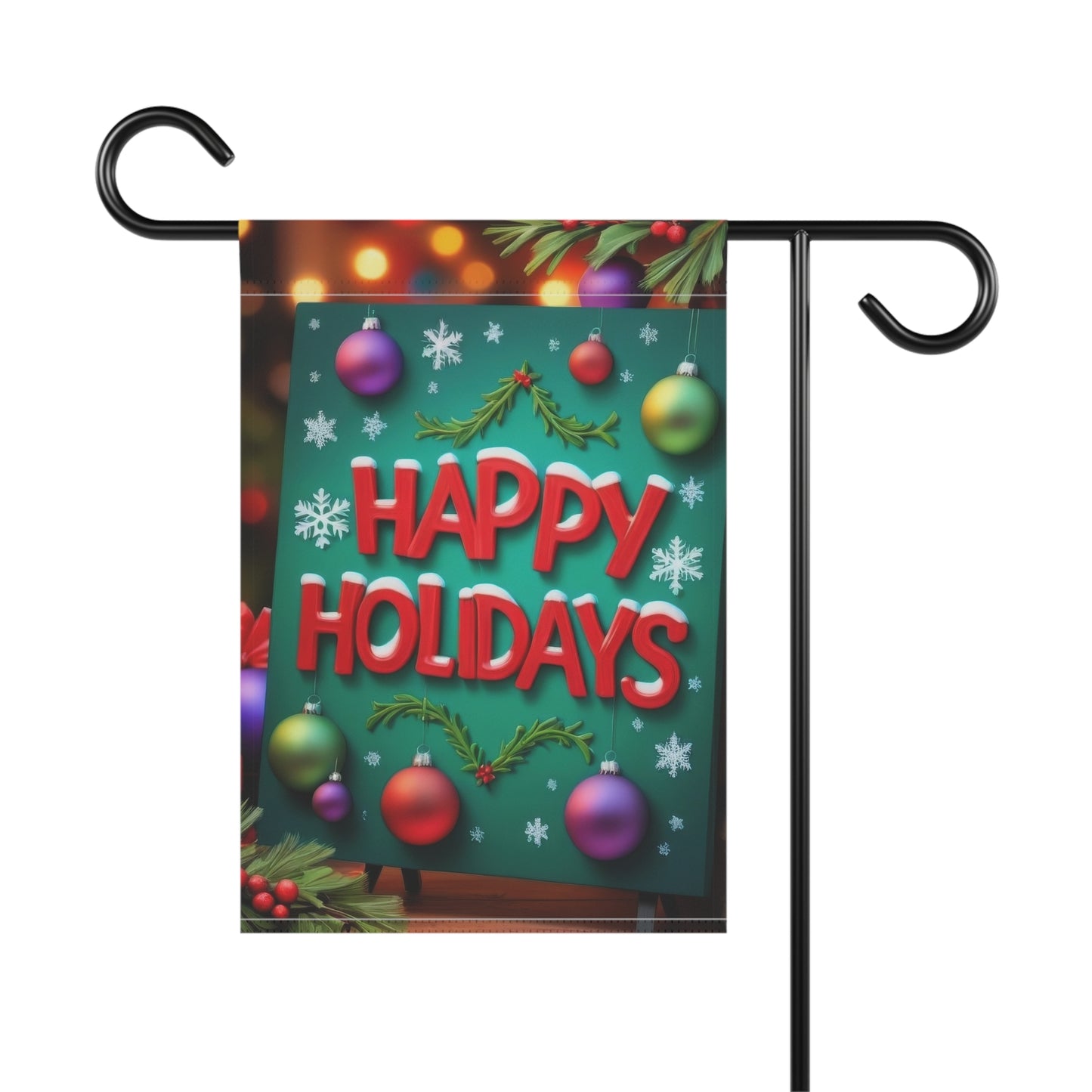 "Happy Holidays" Festive Sign Garden Flag