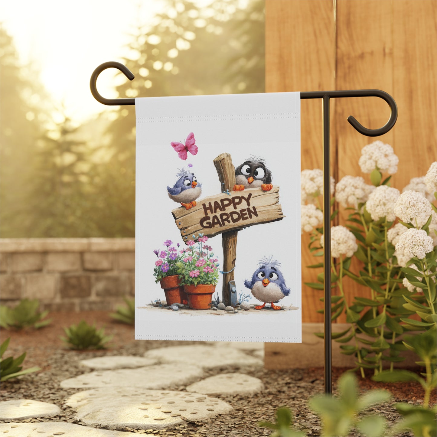 Cute Happy Garden Flag