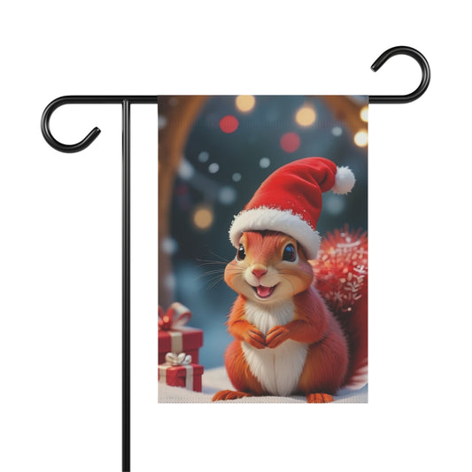 Cute Squirrel Christmas Garden Flag