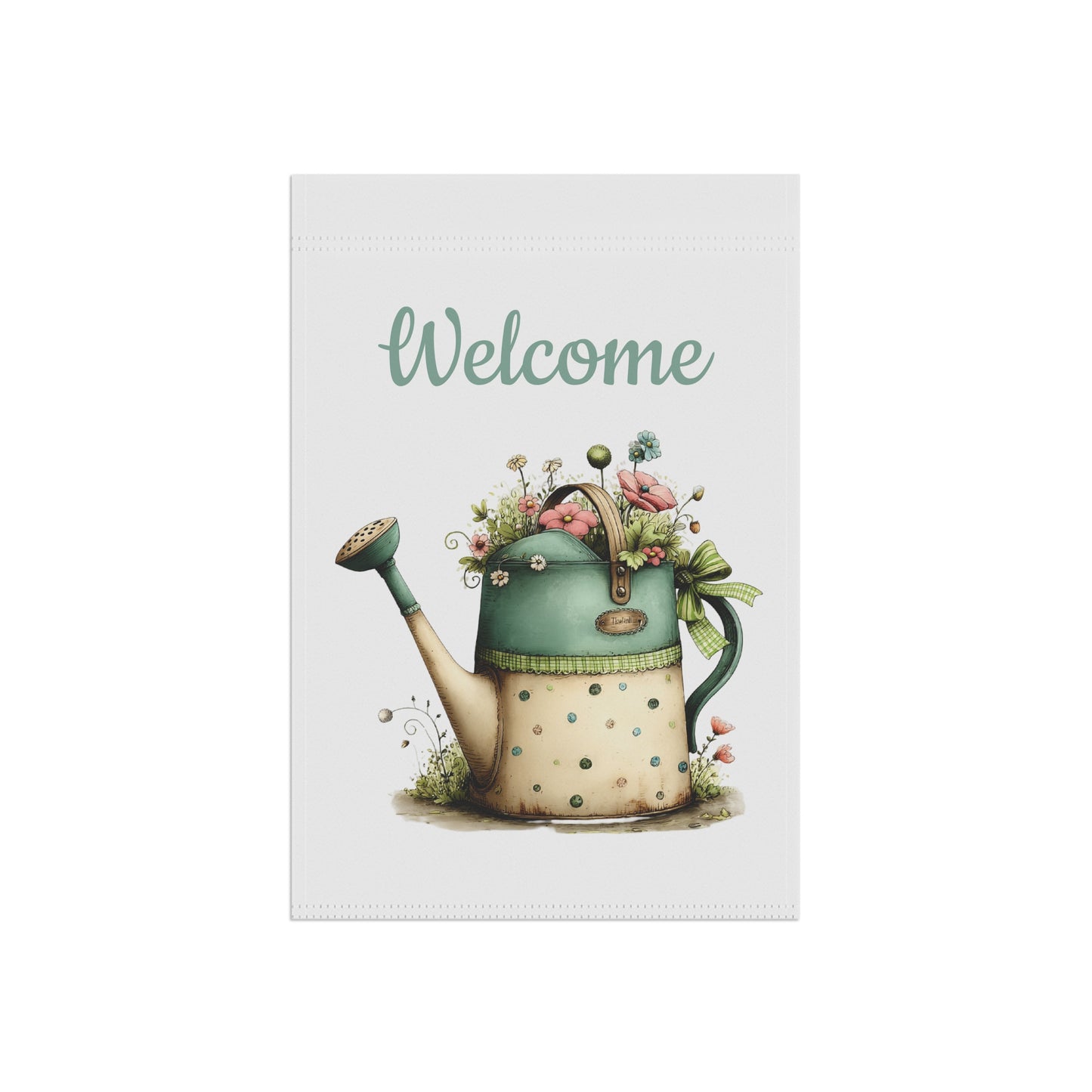 Vintage Watering Can Welcome Flag