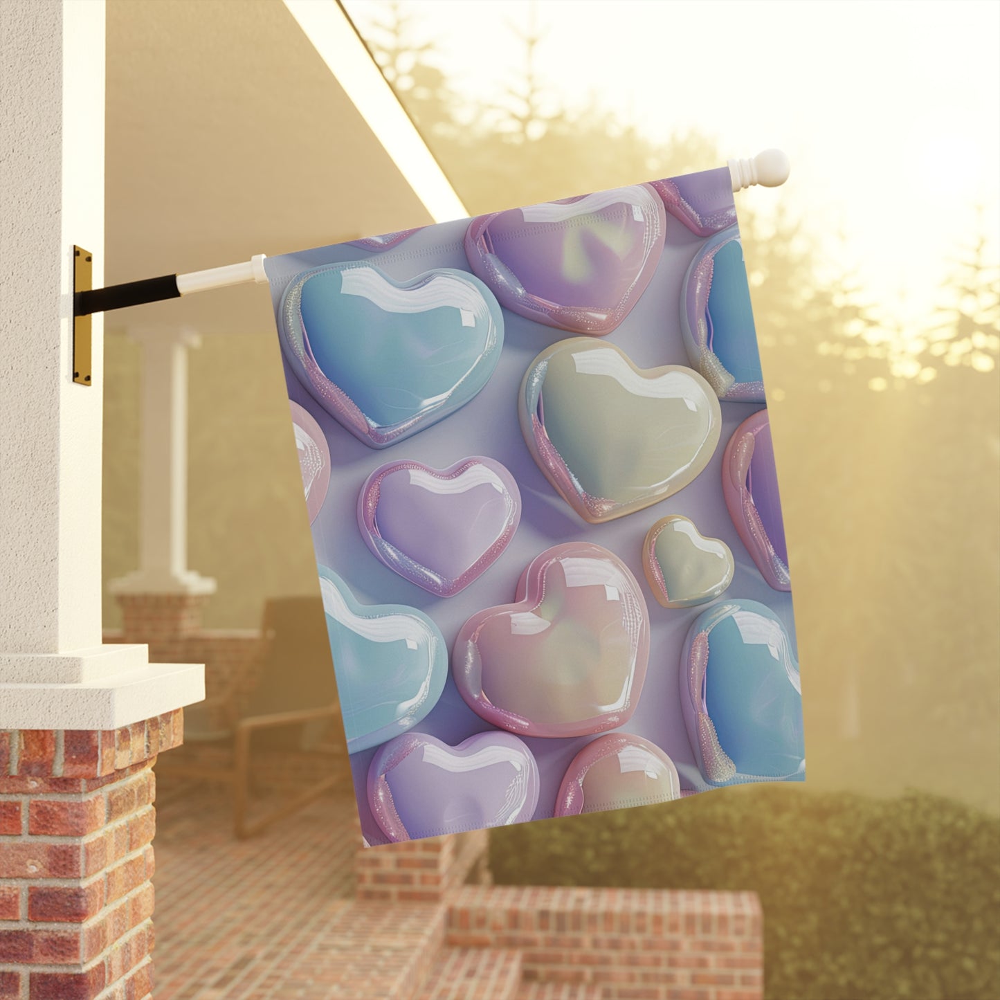 Pastel Hearts Garden Flag