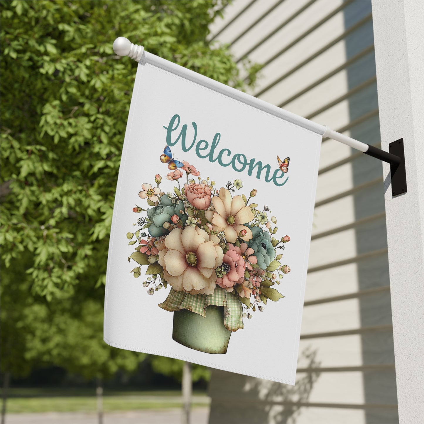 Welcome Wildflower Pot Garden Flag