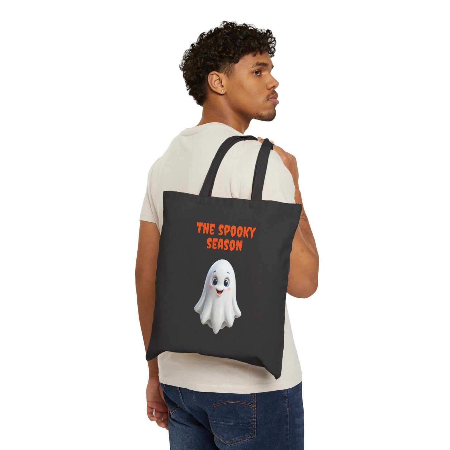The Spooky Season Cute Ghost 100% Cotton Canvas Tote Bag