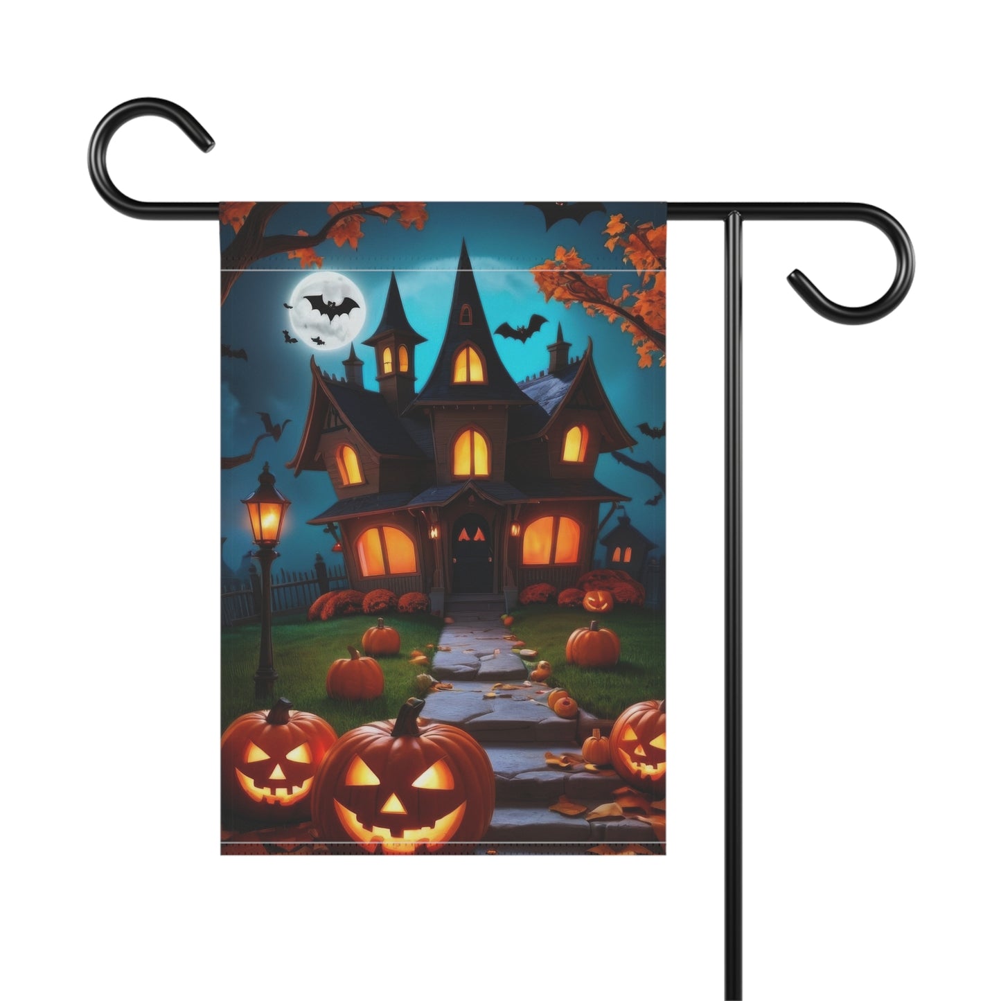 Whimsical Haunted House Halloween Garden Flag