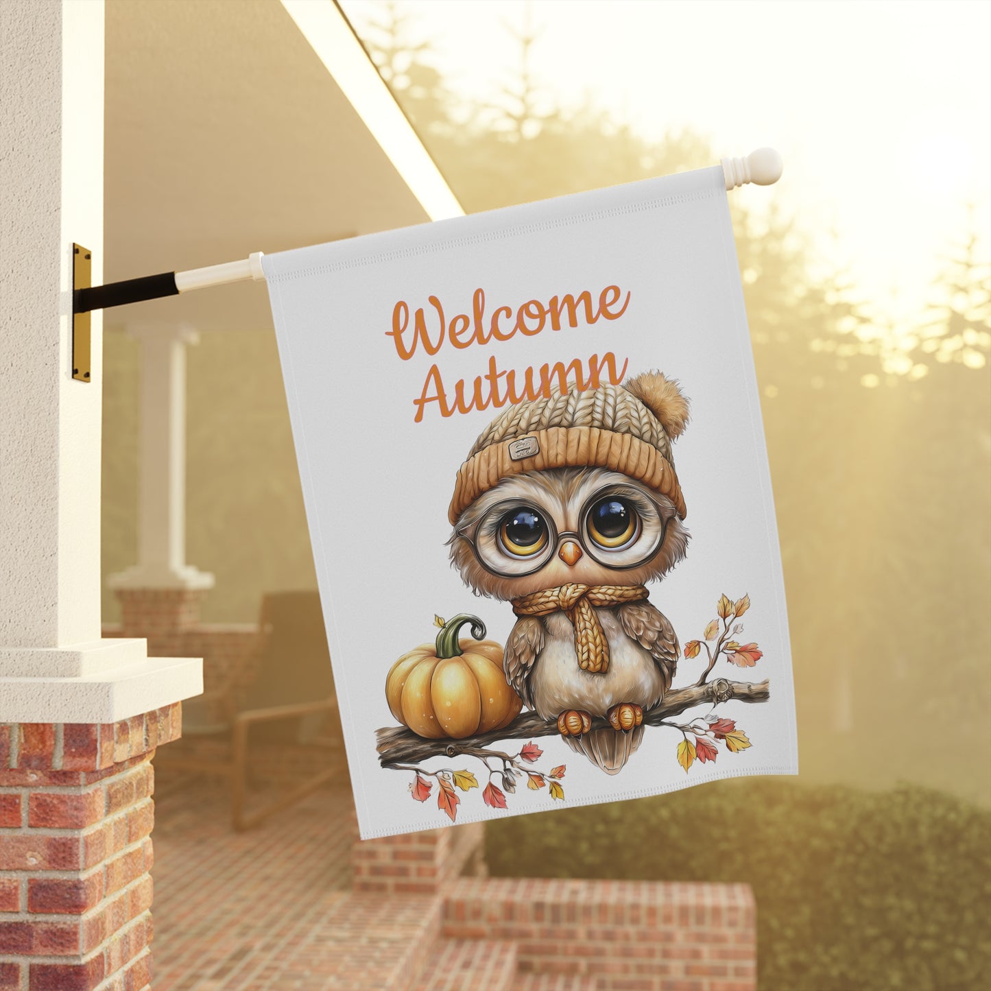 Cute Owl Fall Garden Flag