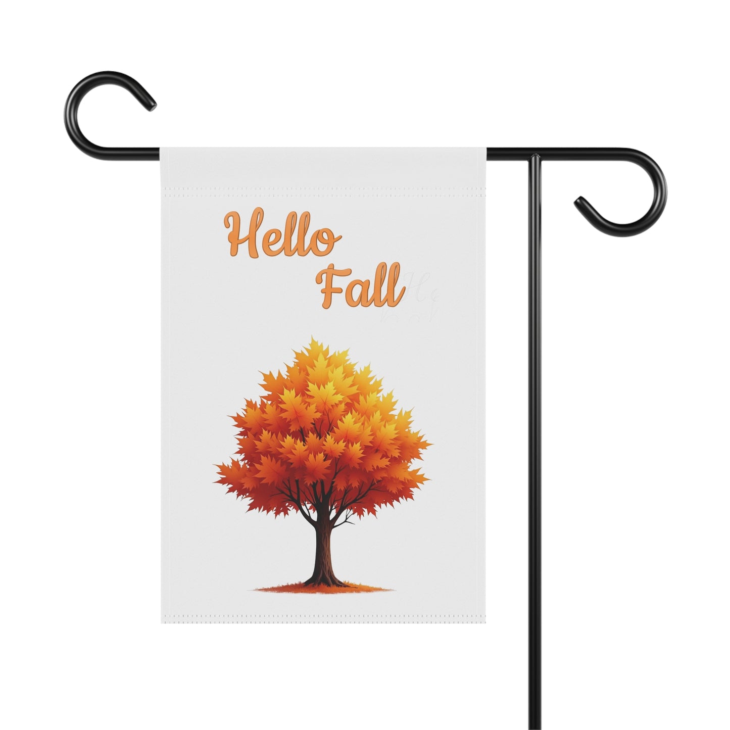 Hello Fall Garden Flag with Golden Autumn Tree
