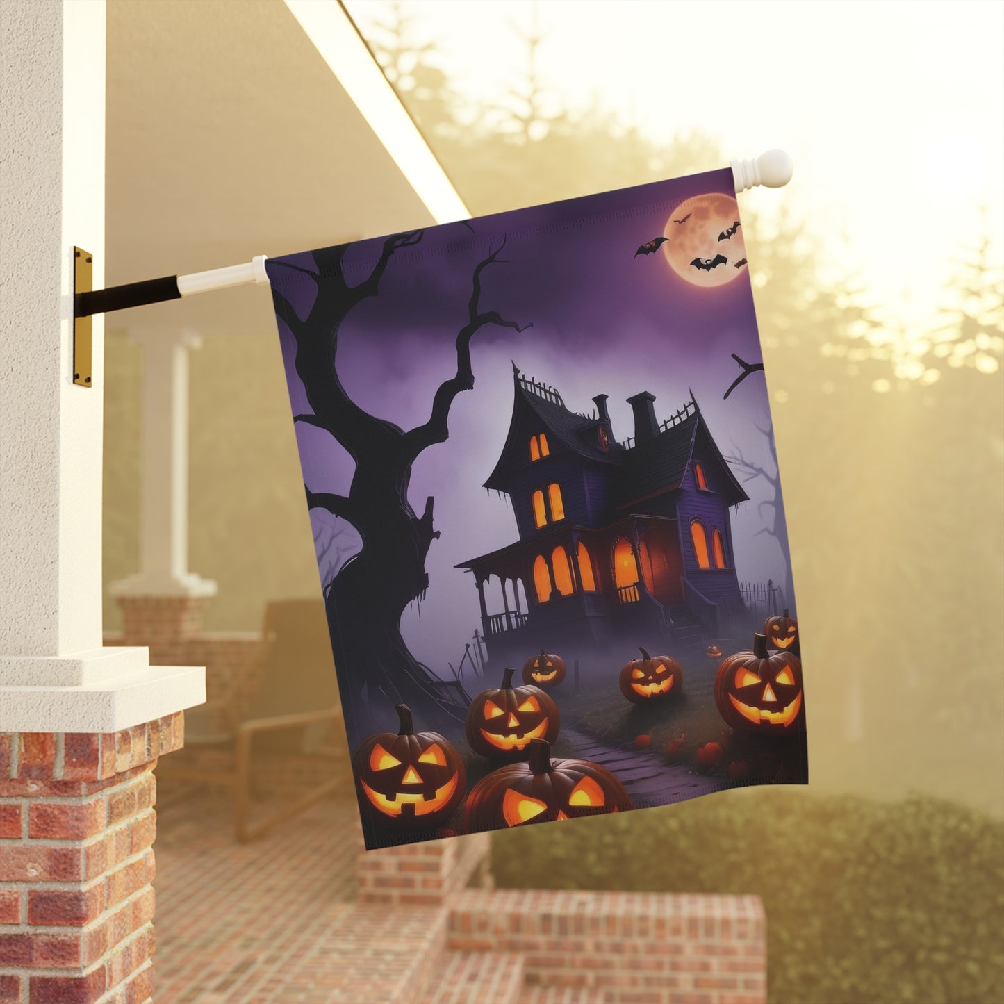 Spooky Haunted House Halloween Garden Flag