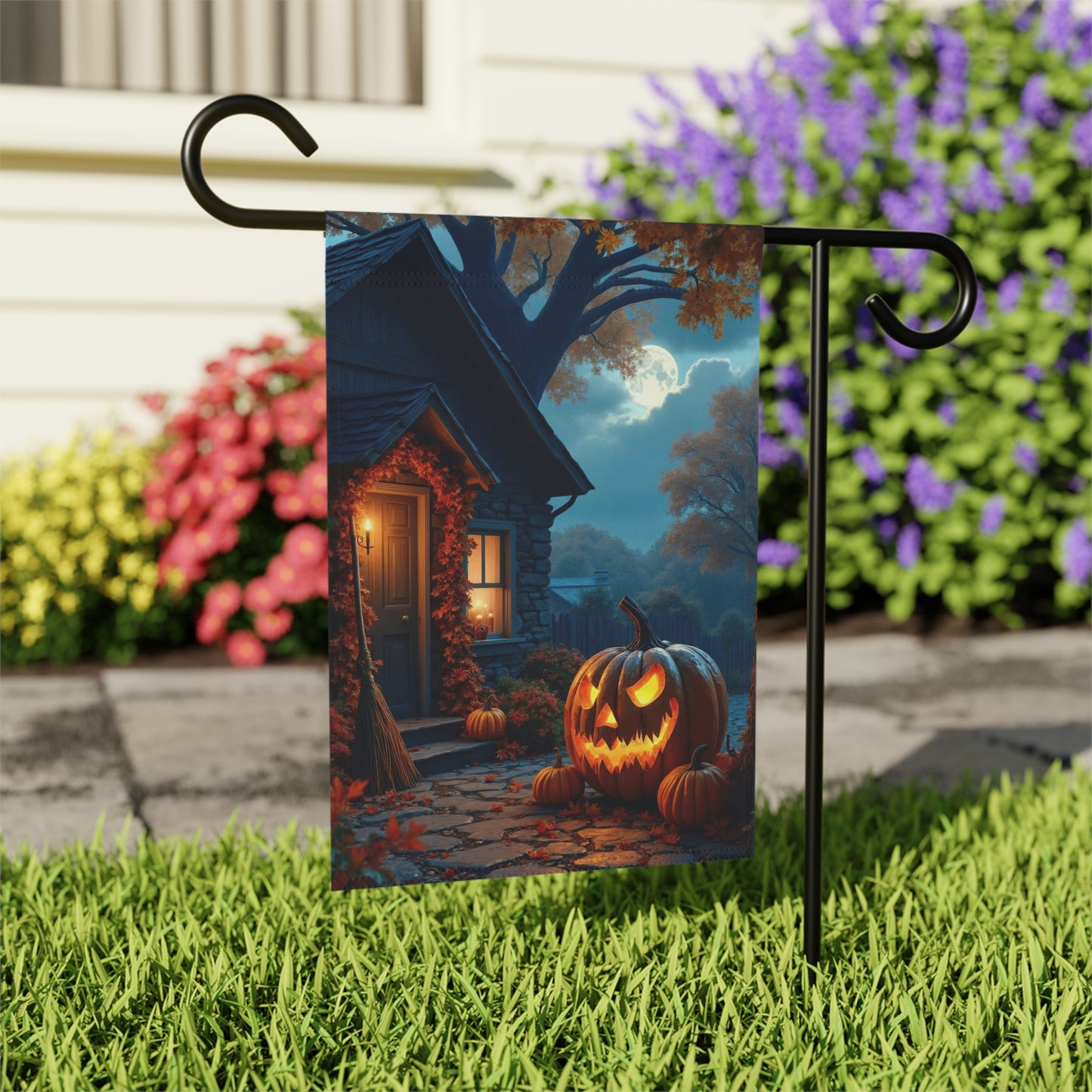 Rustic Halloween Pumpkin Garden Flag