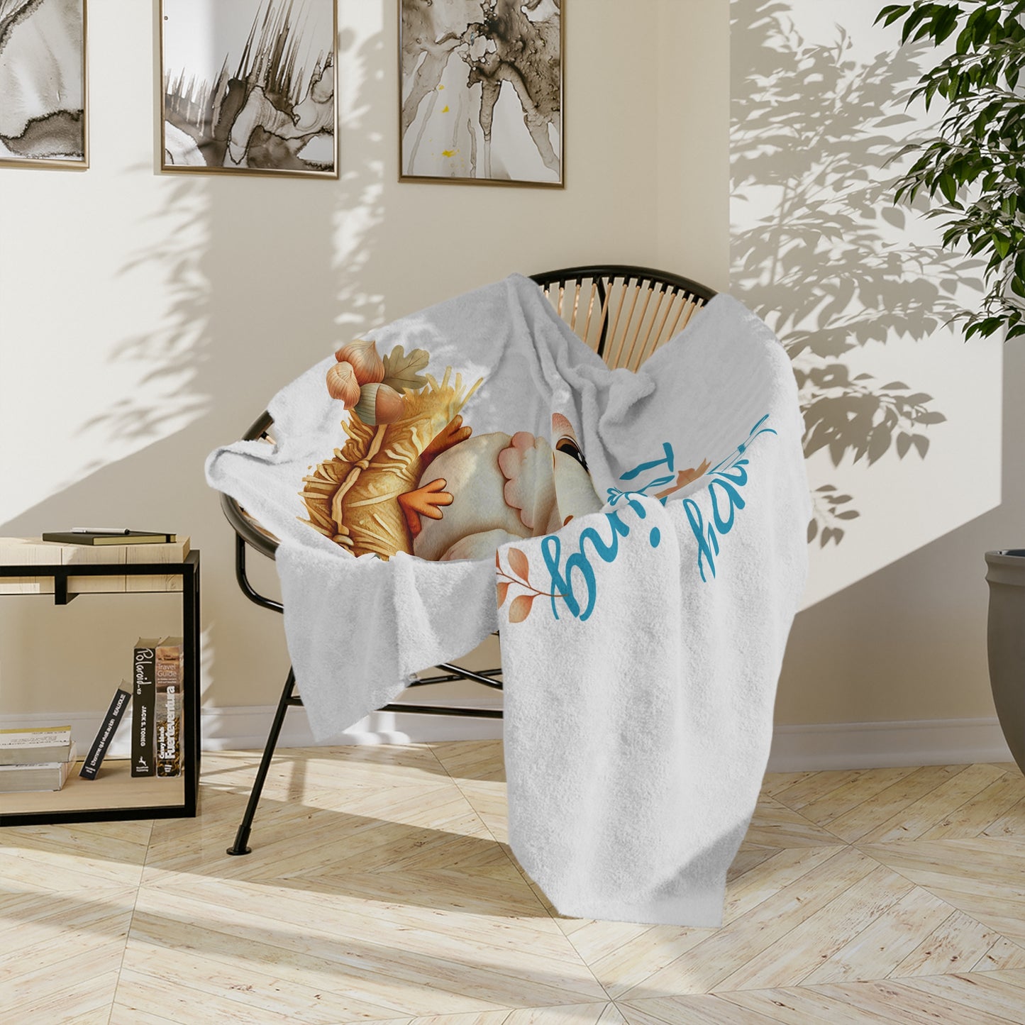 Happy Thanksgiving Cute Turkey Lightweight Velveteen Blanket