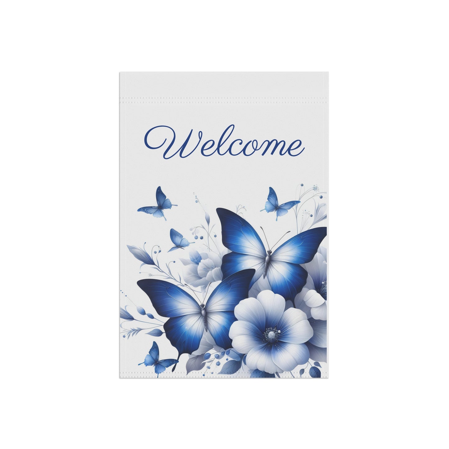 Blue Butterflies Welcome Garden Flag