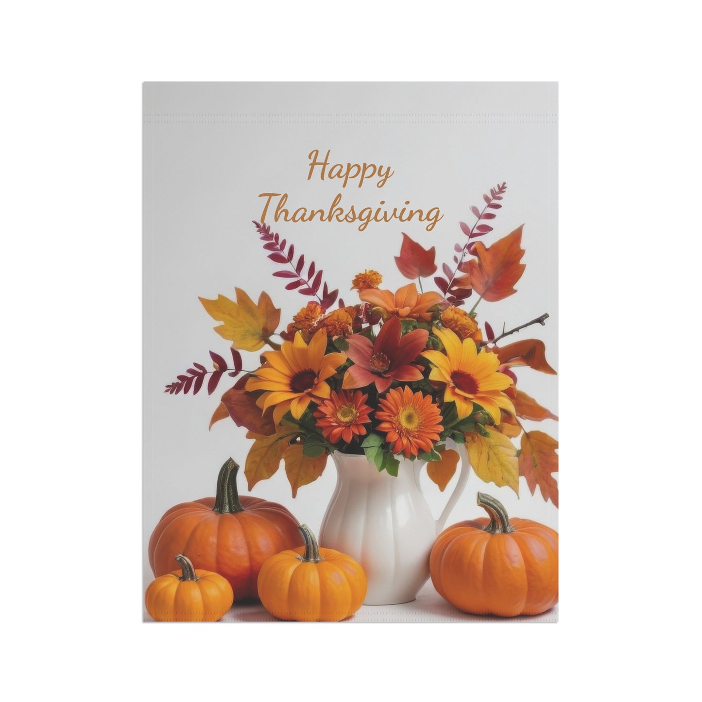 Happy Thanksgiving Floral & Pumpkin Garden Flag