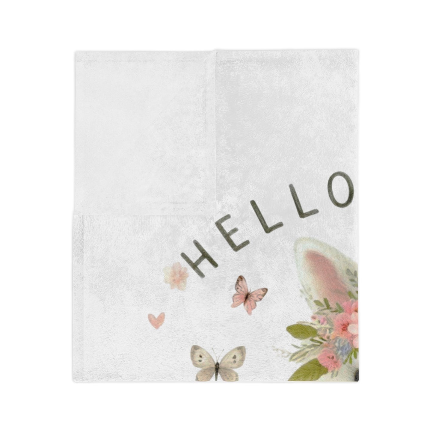 "Hello Spring" Bunny Velveteen Blanket