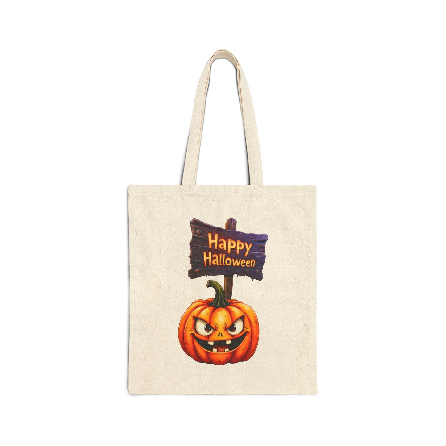 Spooky Pumpkin Reusable Cotton Canvas Tote Bag