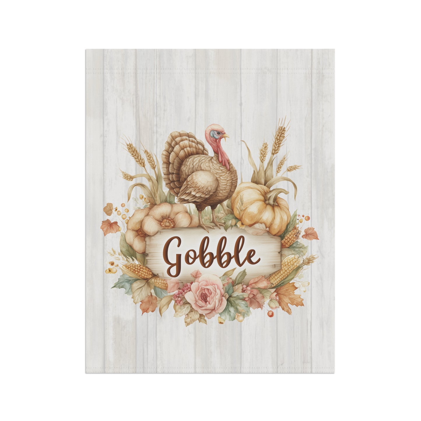 Gobble Turkey Thanksgiving Garden Flag