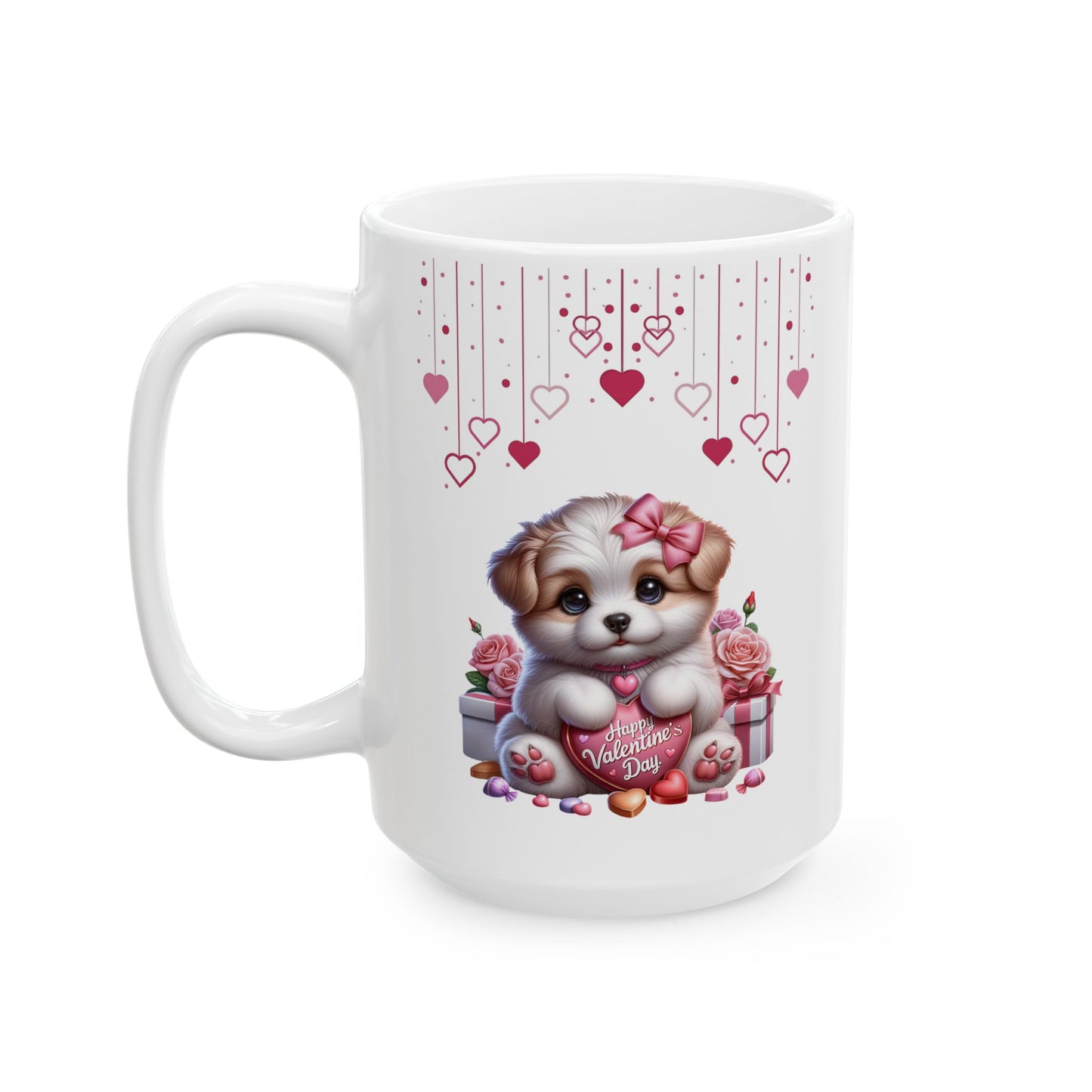 Adorable Puppy "Happy Valentine's Day" Coffee Mug