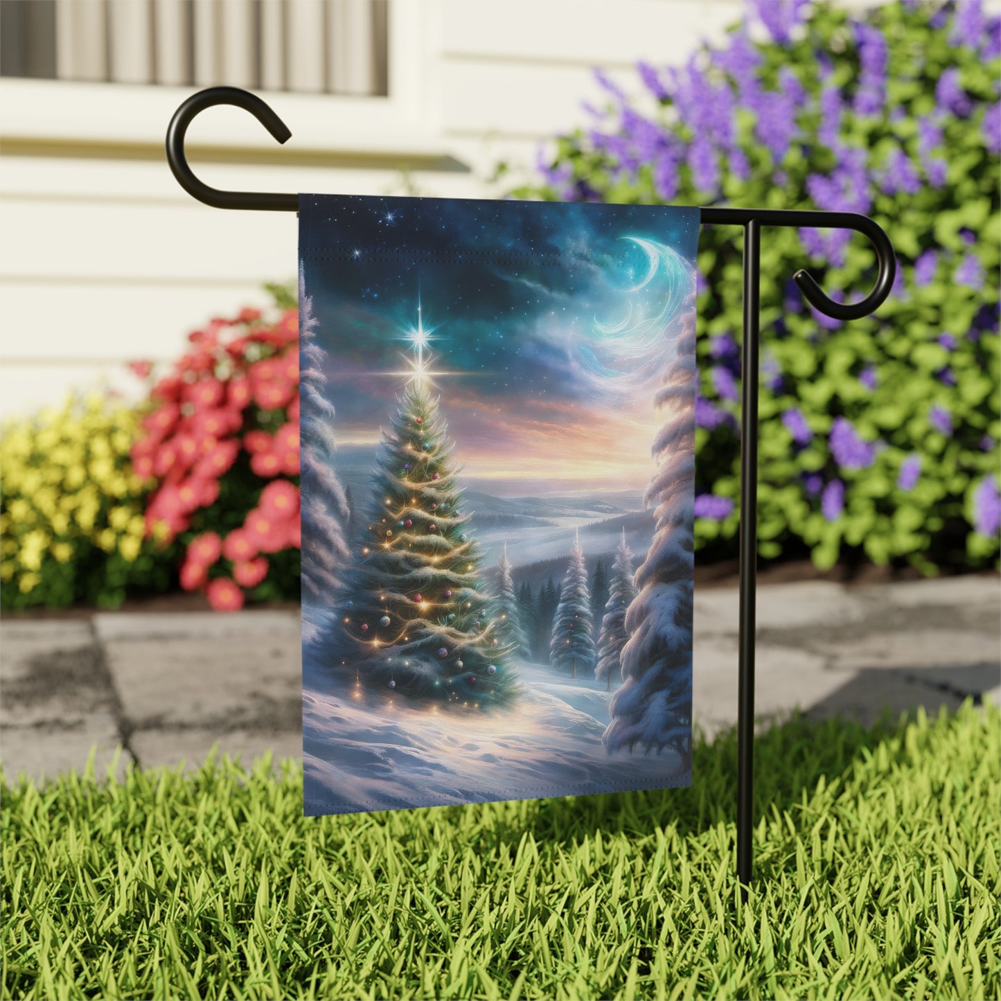 Majestic Winter Scene Holiday Garden Flag/ House Banner