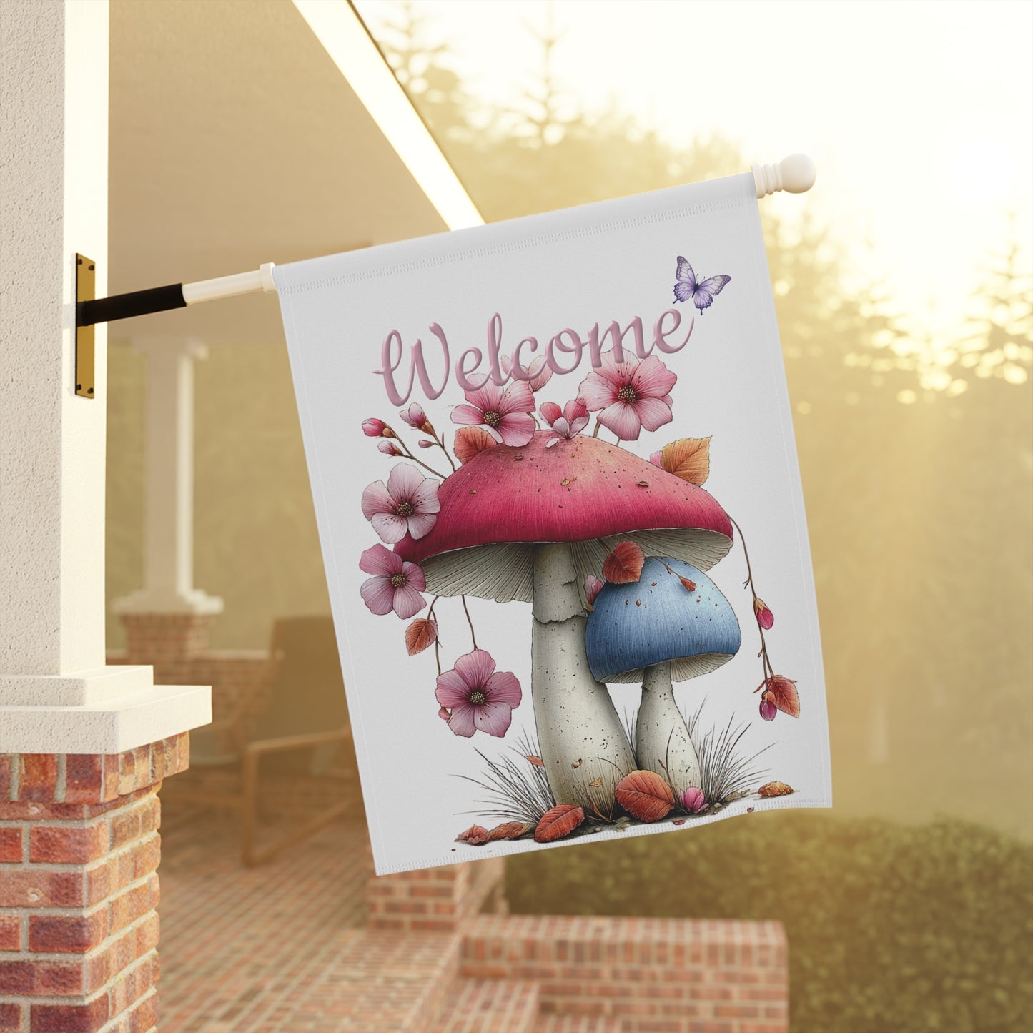 Cute Mushroom Garden Flag