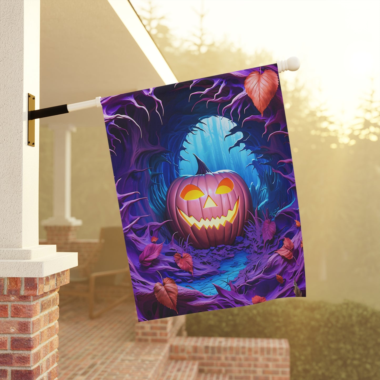 Spooky Jack-o'-Lantern Forest Garden Flag