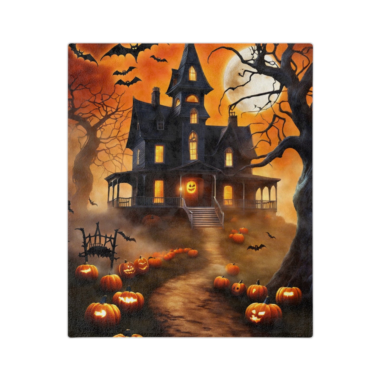 Classic Halloween Haunted House Blanket