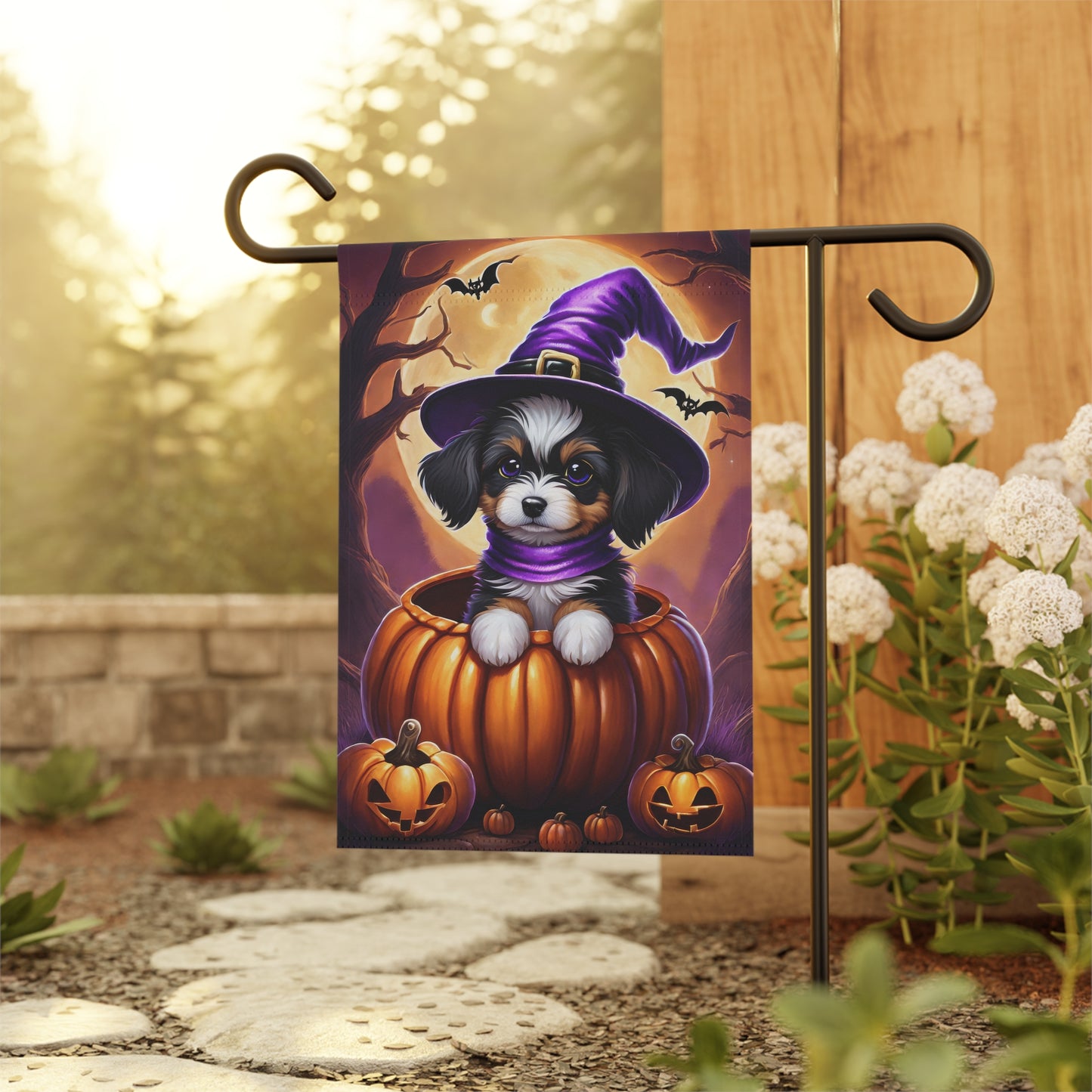 Cute Puppy Halloween Garden Flag/ House Banner
