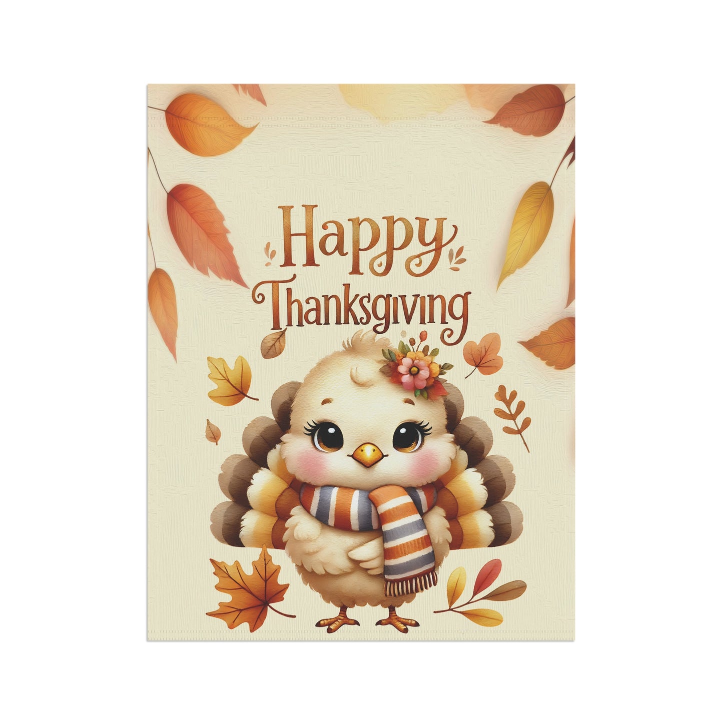 Cute Baby Turkey with Scarf Fall Thanksgiving Garden Flag