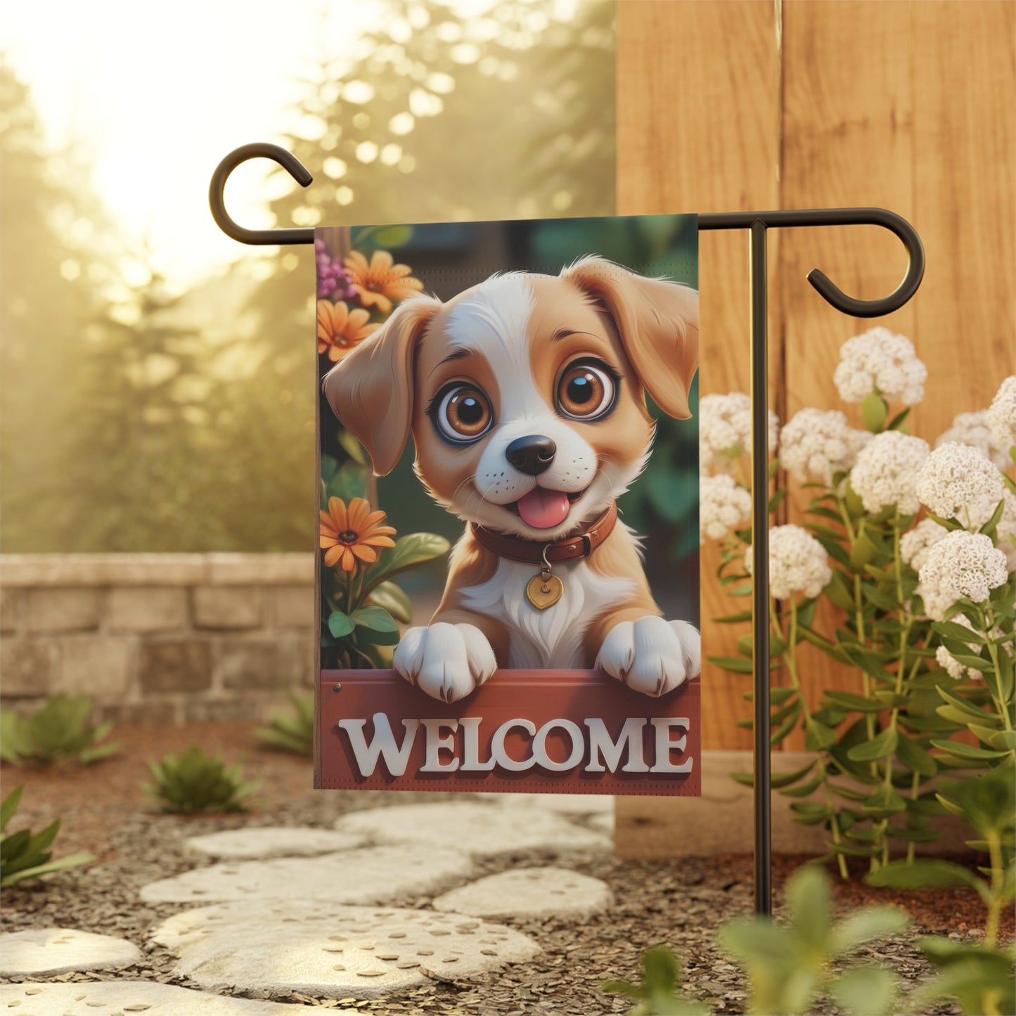 Adorable Puppy Dog Welcome Garden Flag