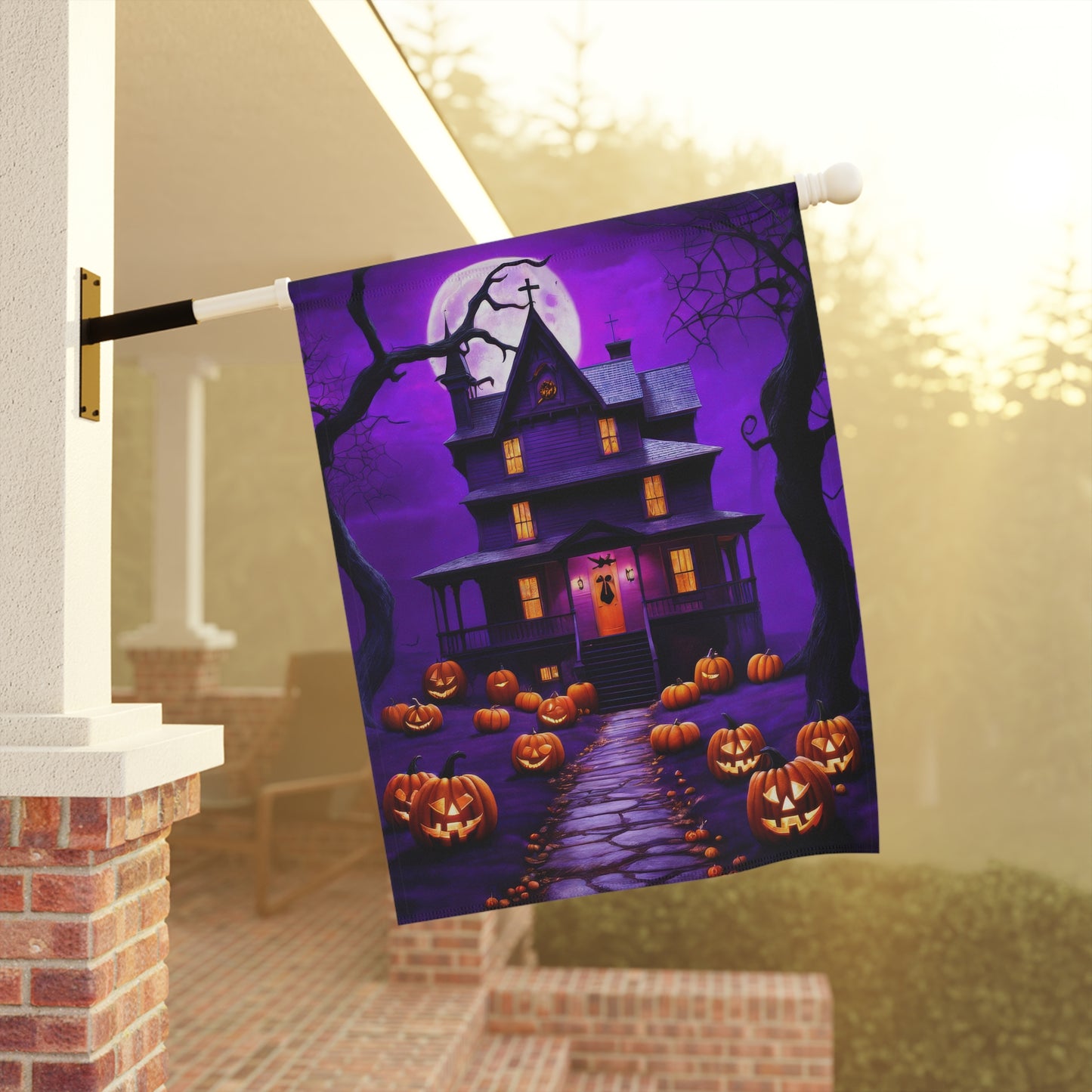 Eerie Haunted House Garden Flag/ House Banner