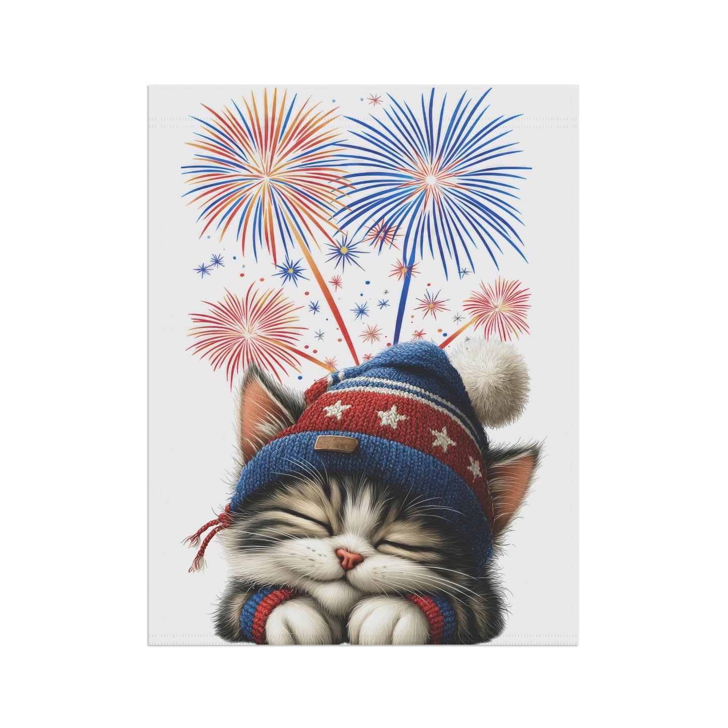 Sleepy Kitten on 4th of July Garden Flag