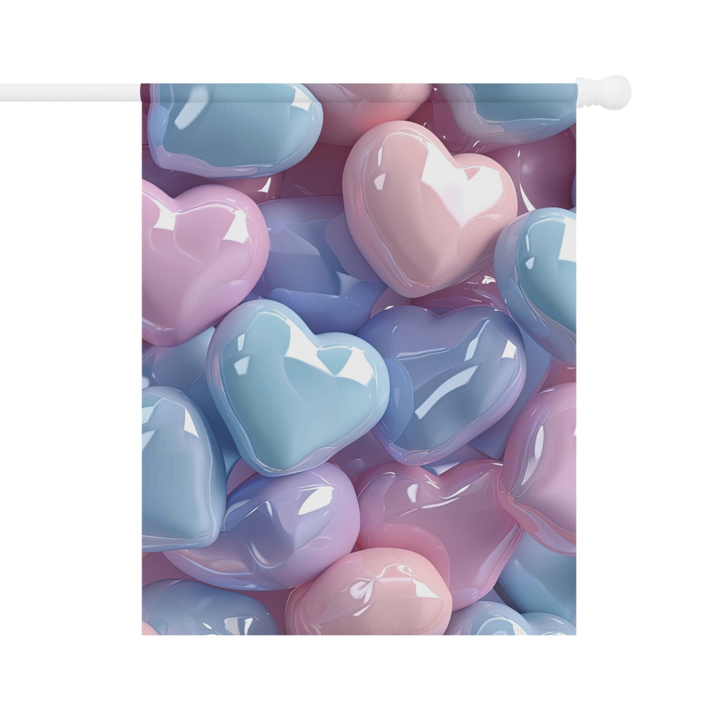 Shiny Colorful Pastel Hearts Garden Flag