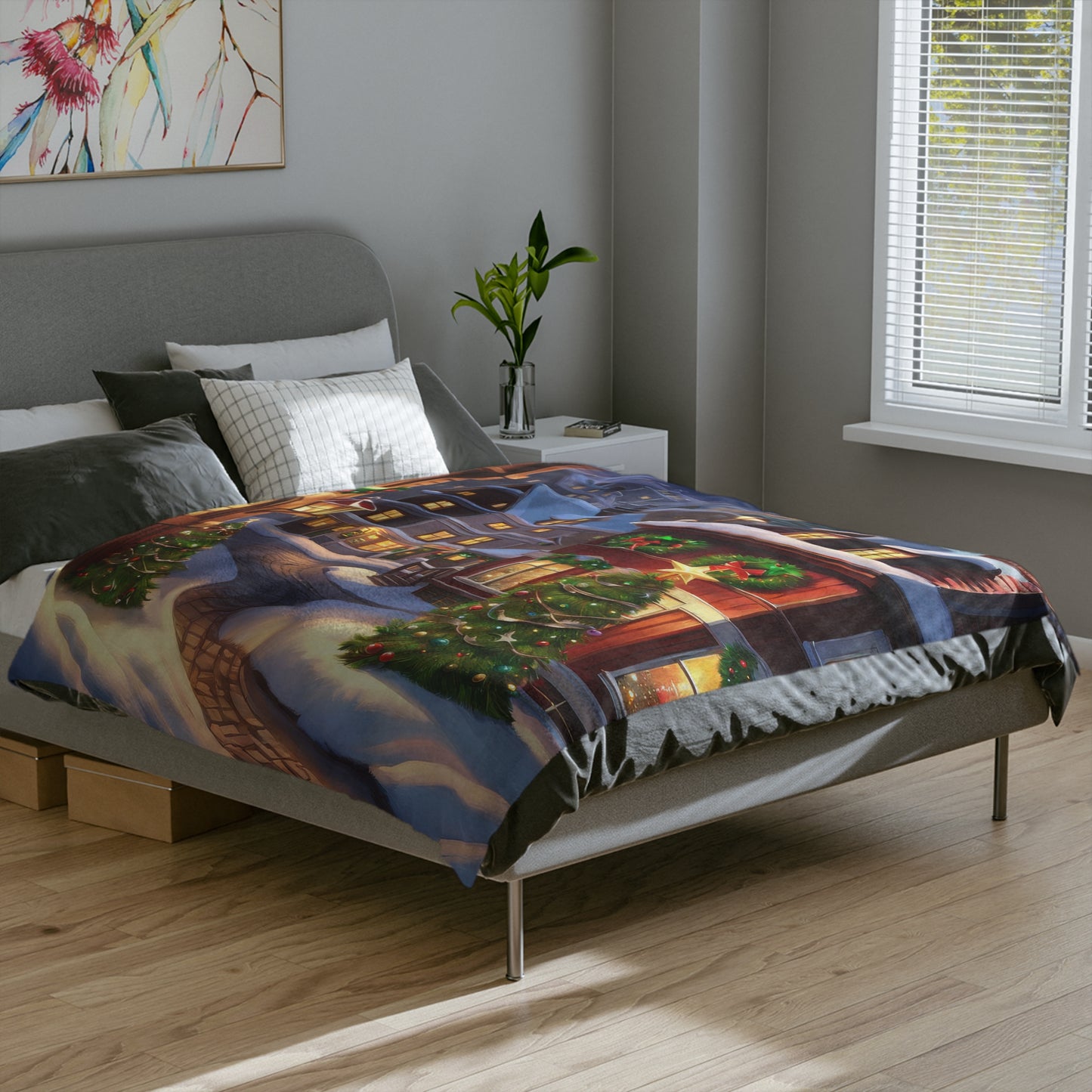Charming Christmas Village Plush Blanket