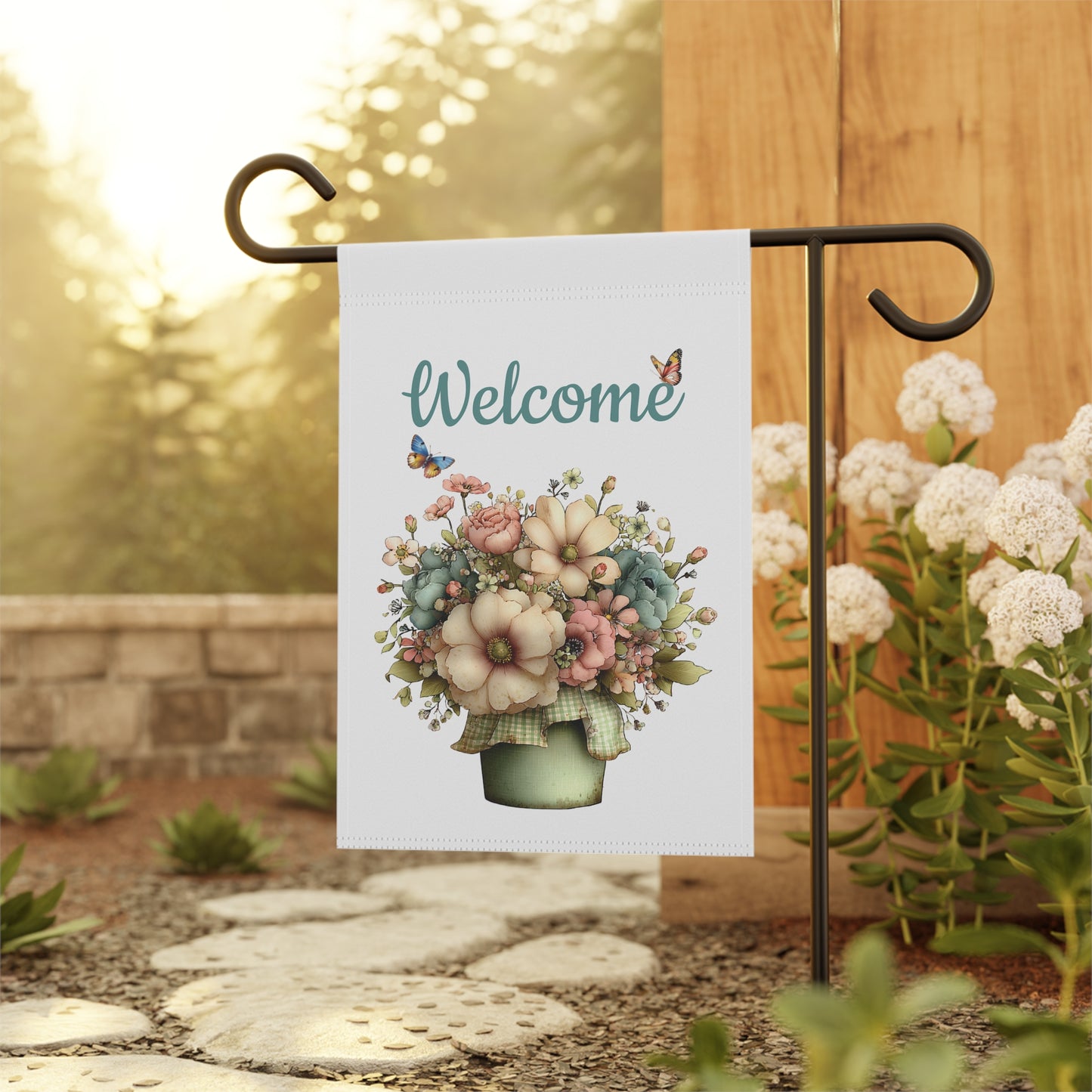 Welcome Wildflower Pot Garden Flag