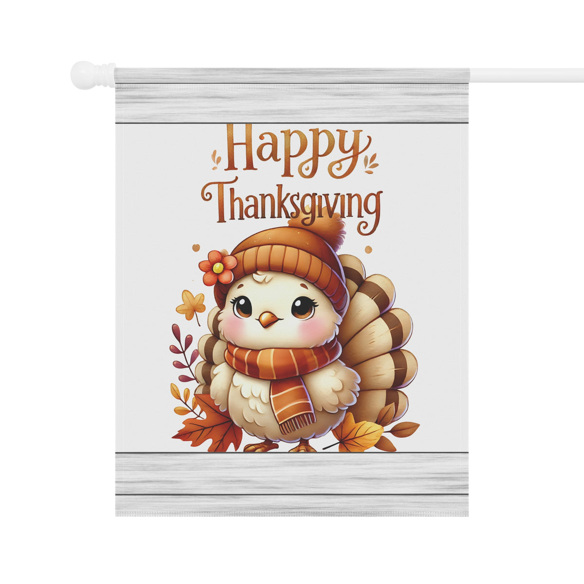 Cute Cozy Turkey Thanksgiving Garden Flag