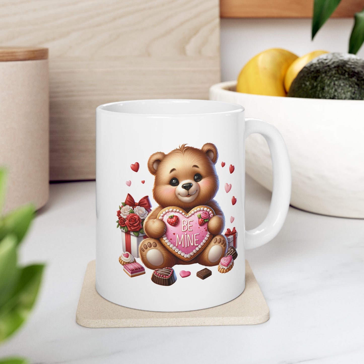 Adorable Teddy Bear "BE MINE" Coffee Mug
