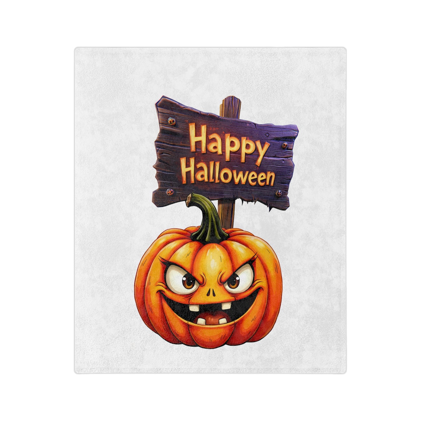 Happy Halloween Jack-o'-Lantern Sign Plush Blanket