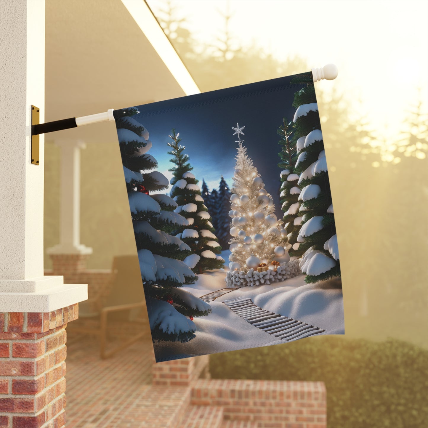 Magical Illuminated Forest Garden Flag