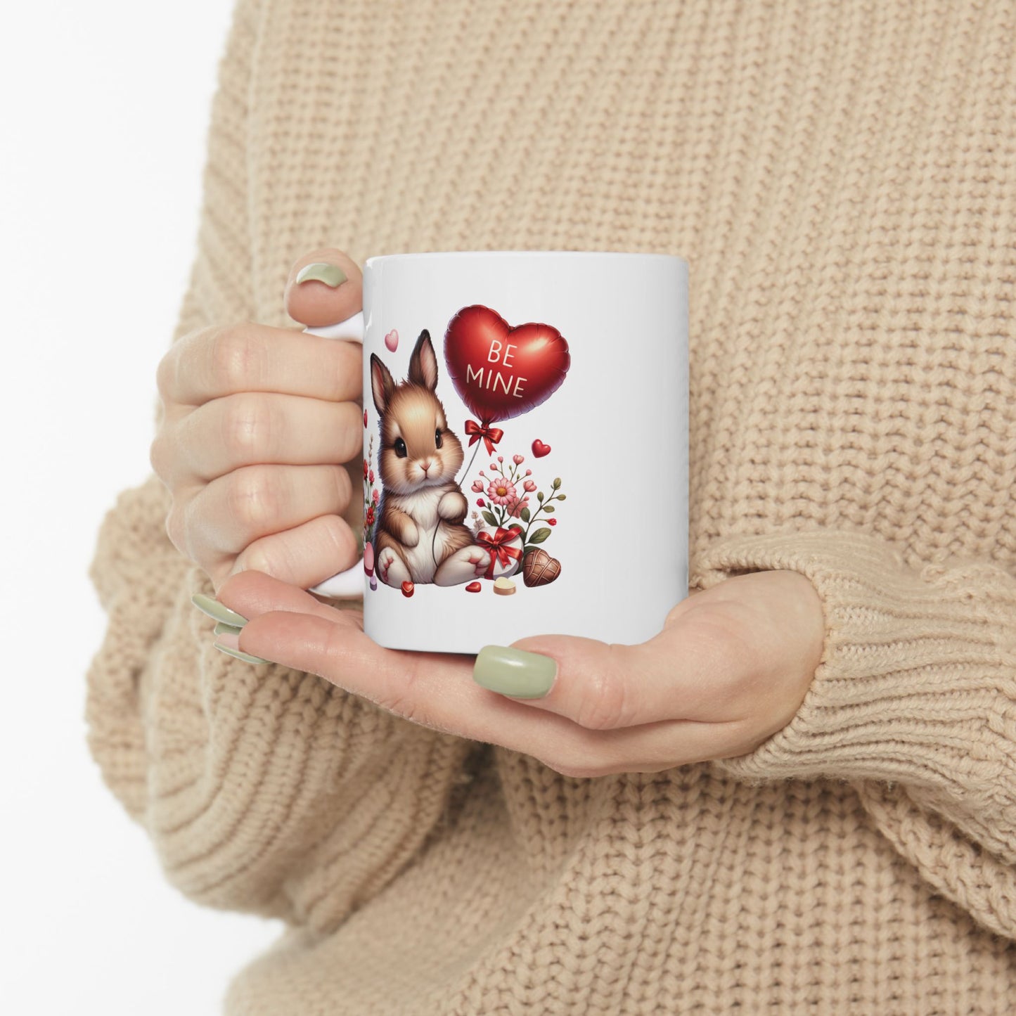 Adorable Bunny "BE MINE" Valentine's Coffee Mug
