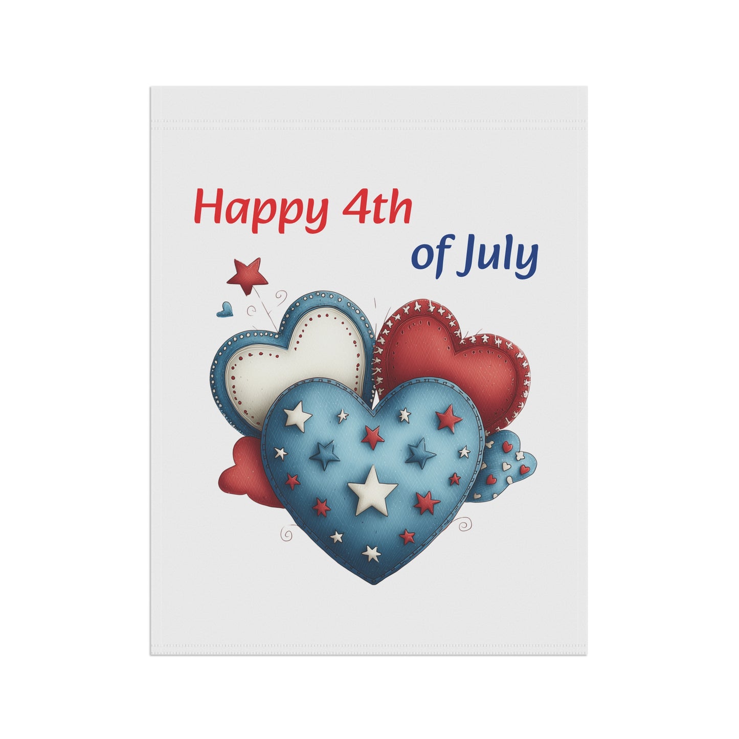 Patriotic Red, White, and Blue Hearts Garden Flag