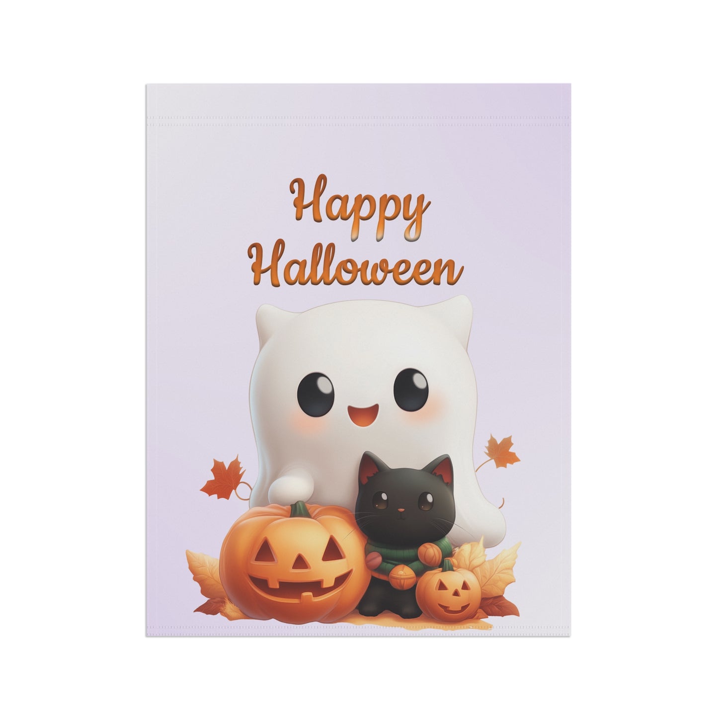 Cute Ghost & Black Cat Halloween Garden Flag
